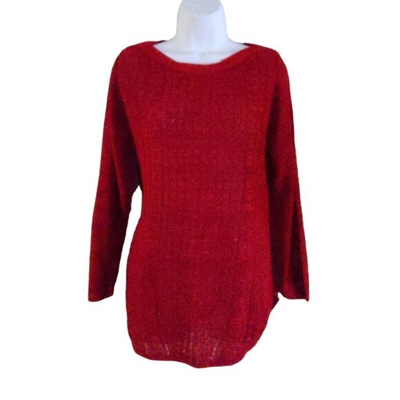 Two-One-Two New York Red long sleeve lightweight 3/4 sleeve Sweater Size XL(NWT) - Picture 1 of 10